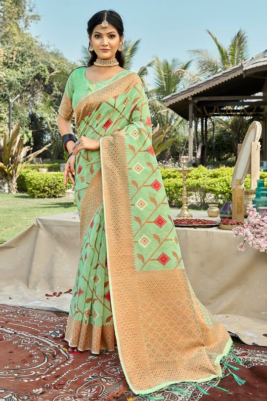 Fern Green Cotton Saree Fern Green Cotton Saree