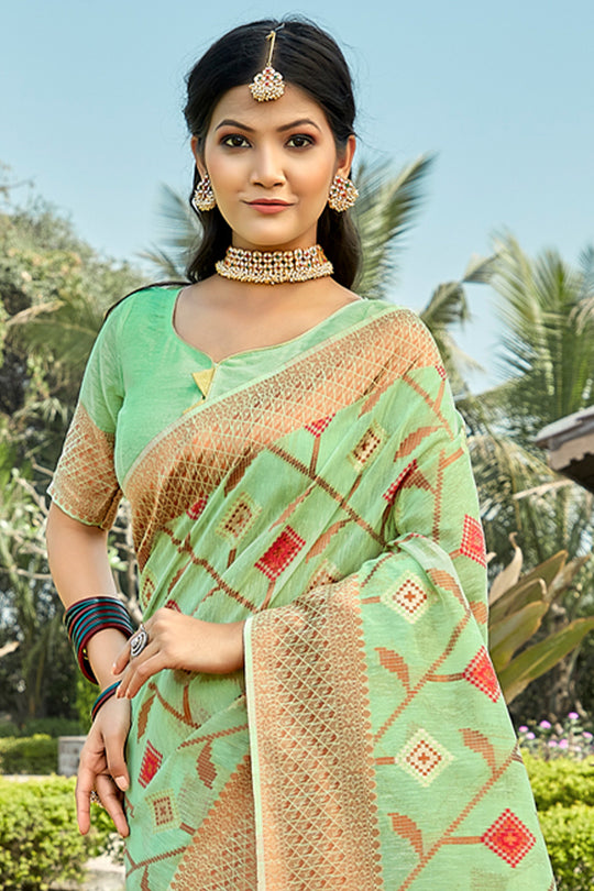 Fern Green Cotton Saree Fern Green Cotton Saree