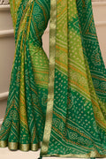 Fern and Forest Green Chiffon Saree Fern and Forest Green Chiffon Saree