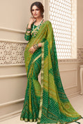 Fern and Forest Green Chiffon Saree Fern and Forest Green Chiffon Saree