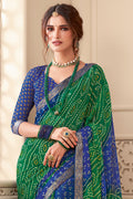 Green And Blue Chiffon Saree Green And Blue Chiffon Saree