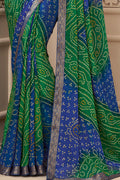 Green And Blue Chiffon Saree Green And Blue Chiffon Saree