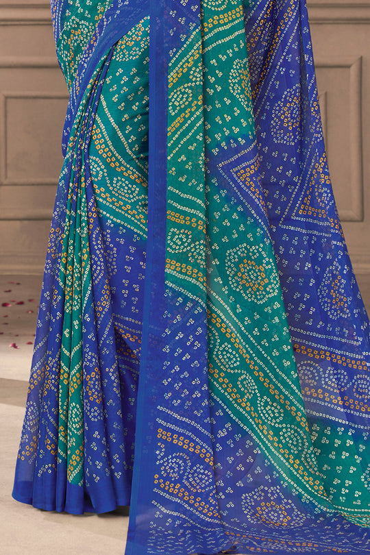 Teal And Blue Chiffon Saree Teal And Blue Chiffon Saree