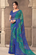 Teal And Blue Chiffon Saree Teal And Blue Chiffon Saree
