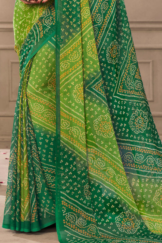 Forest Green Chiffon Saree Forest Green Chiffon Saree