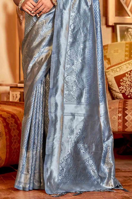 Pewter Grey Kanjivaram Saree Pewter Grey Kanjivaram Saree