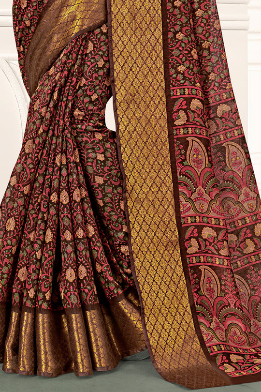 Brown And Beige Cotton Saree Cotton Saree Design