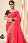 Fuschia Pink South Silk Saree fancy saree