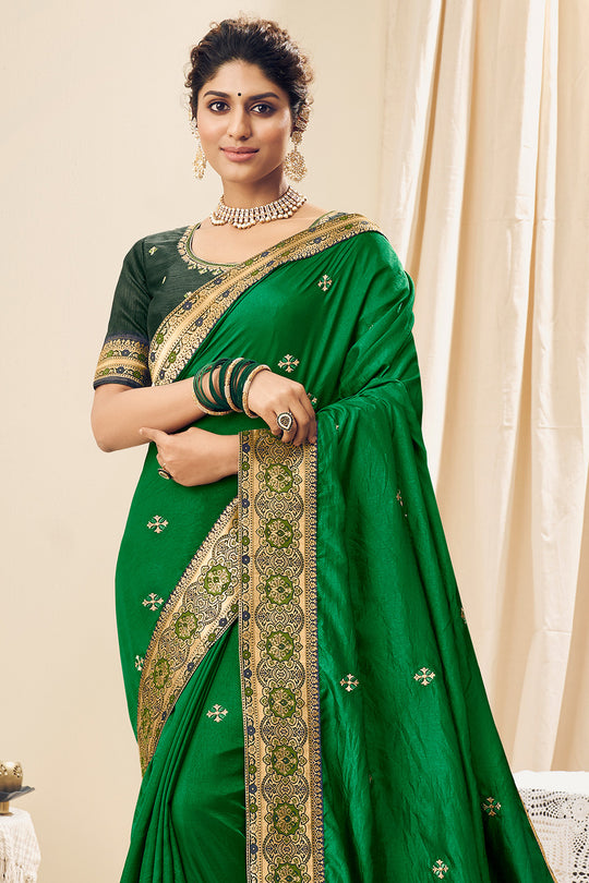 Shamrock Green South Silk Saree fancy saree