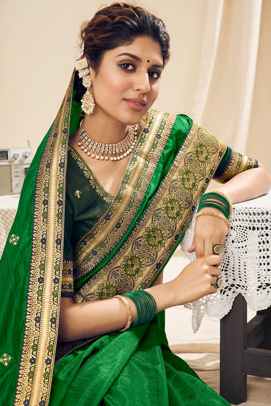 Shamrock Green South Silk Saree south silk saree