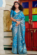 Cyan Blue Banarasi Saree Cyan Blue Banarasi Saree