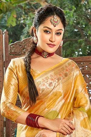 Turmeric Yellow Organza Saree