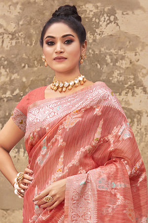 Thulian Pink Cotton Saree
