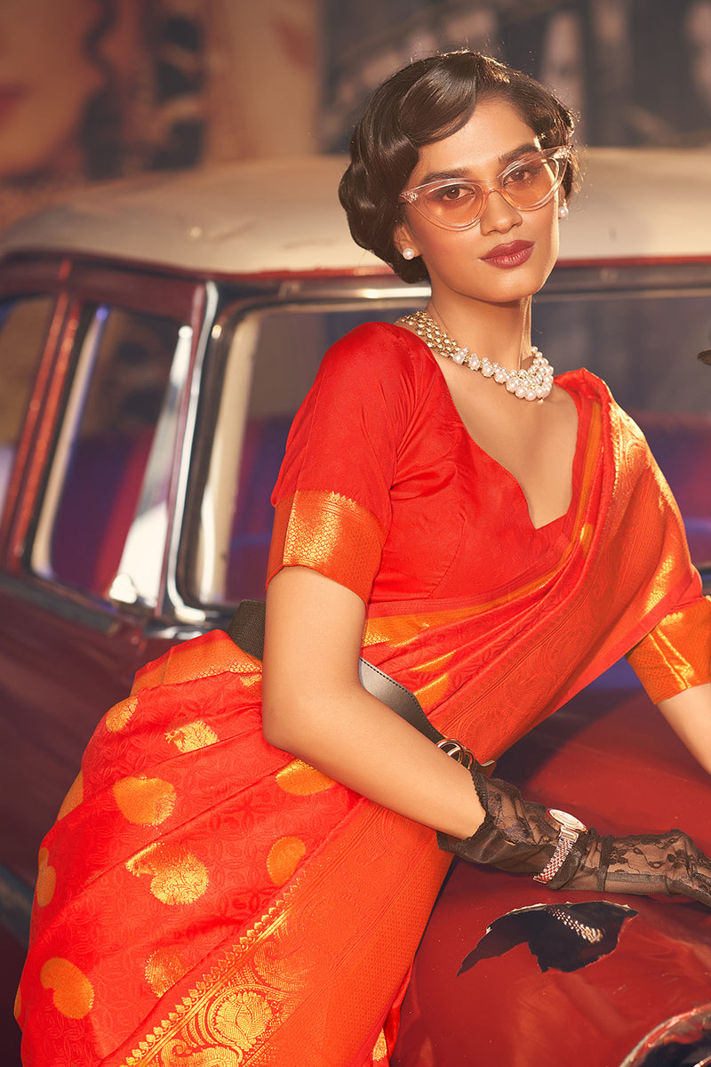 Kaira Scallop Saree - Red