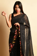 Raven Black Georgette Saree fancy saree