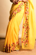 Canary Yellow Georgette Saree designer saree