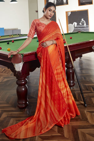 Tiger Orange Georgette Saree