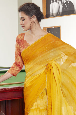 Turmeric Yellow Georgette Saree