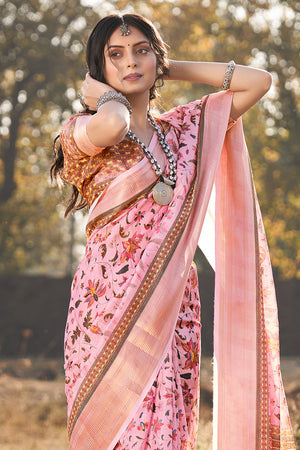 Pastel Pink Cotton Saree
