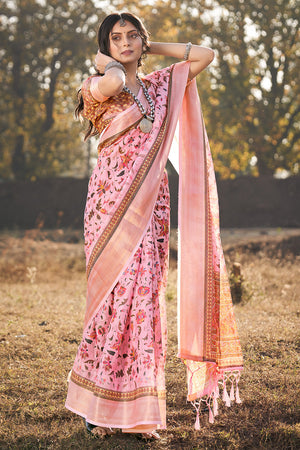 Pastel Pink Cotton Saree