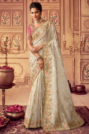 Off White South Silk Saree