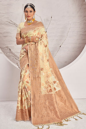 Buttermilk Beige Cotton Saree