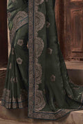 Olive Green Organza Saree Olive Green Organza Saree