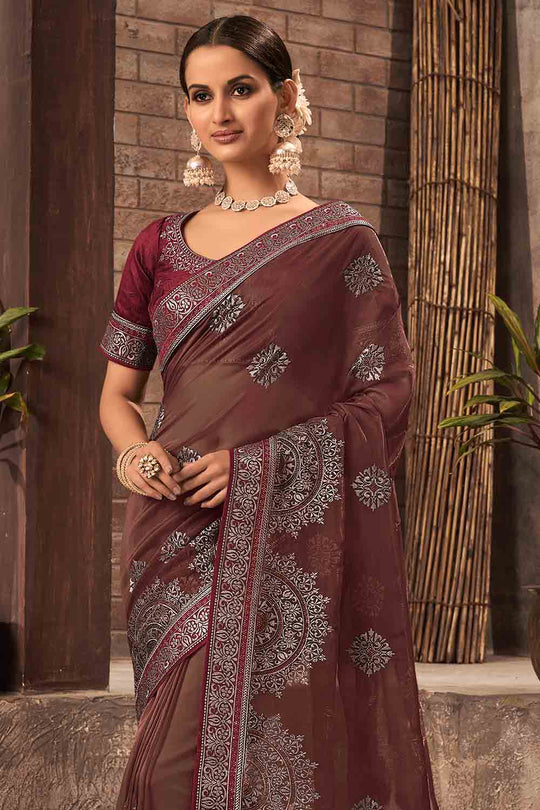 Light Brown Organza Saree Light Brown Organza Saree