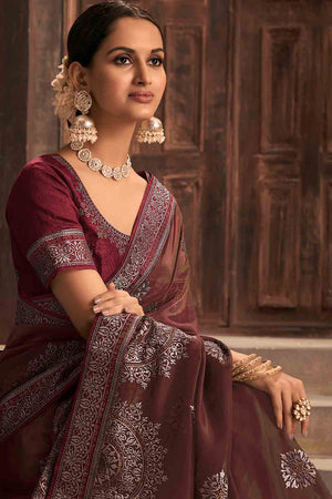 Light Brown Organza Saree