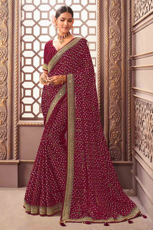 Brick Red Silk Saree