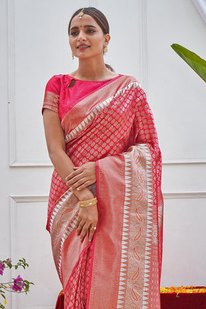 Punch Pink Kanjivaram Saree