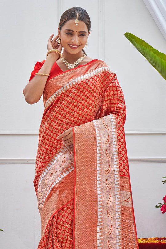 Rose Red Kanjivaram Saree Rose Red Kanjivaram Saree