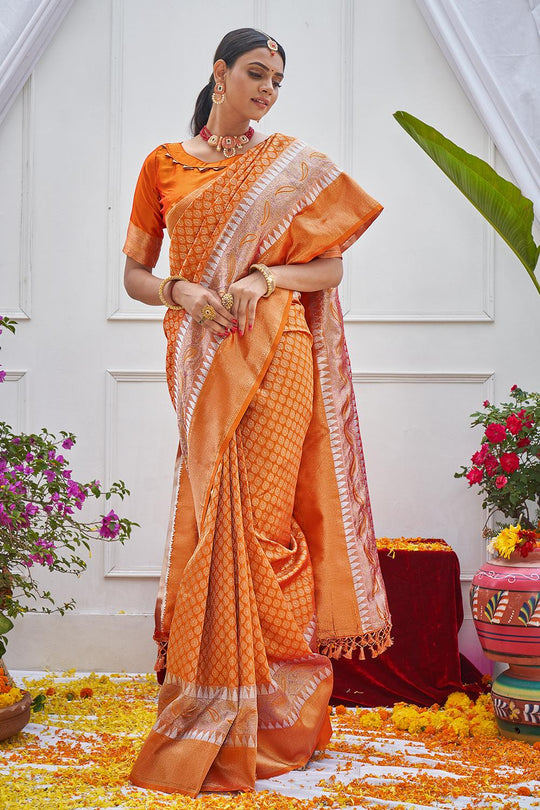 Apricot Orange Kanjivaram Saree Apricot Orange Kanjivaram Saree