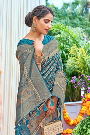 Lapis Blue Kanjivaram Saree