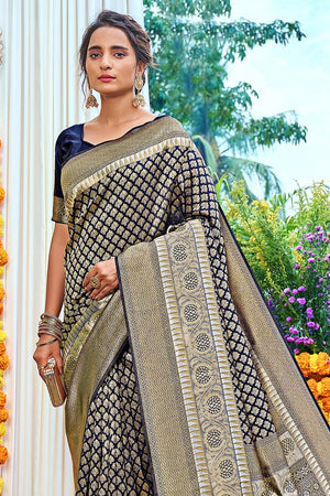 Navy Blue Kanjivaram Saree