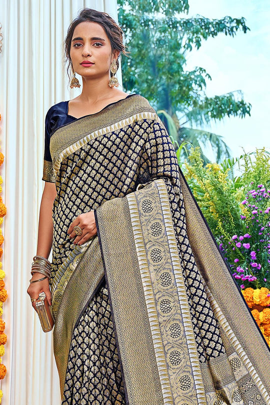Navy Blue Kanjivaram Saree Navy Blue Kanjivaram Saree