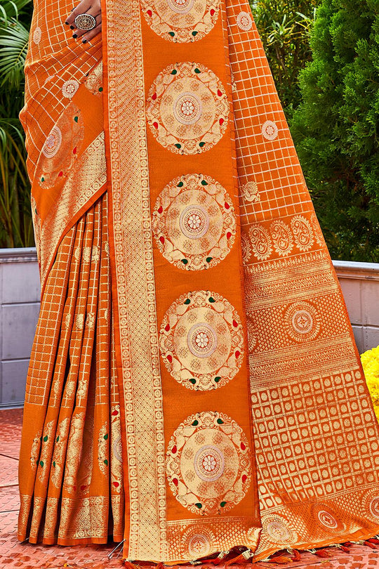 Cider Orange Kanjivaram Saree Cider Orange Kanjivaram Saree