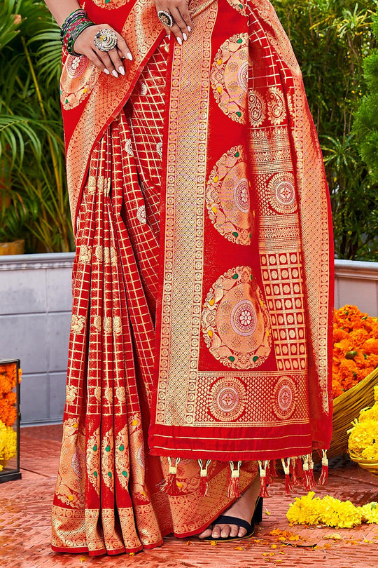 Scarlet Red Kanjivaram Saree Scarlet Red Kanjivaram Saree