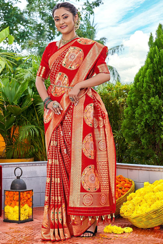 Scarlet Red Kanjivaram Saree Scarlet Red Kanjivaram Saree