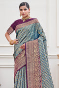 Cerulean Blue Kanjivaram Saree Cerulean Blue Kanjivaram Saree