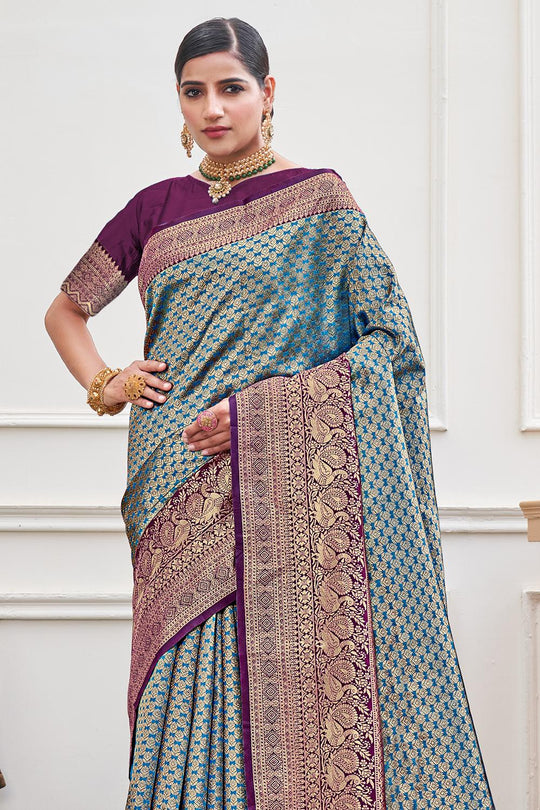 Cerulean Blue Kanjivaram Saree Cerulean Blue Kanjivaram Saree