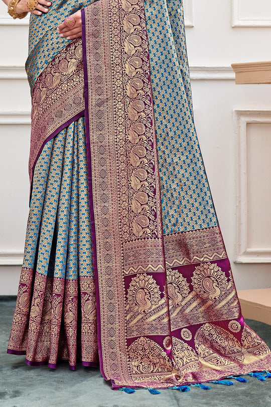 Cerulean Blue Kanjivaram Saree Cerulean Blue Kanjivaram Saree