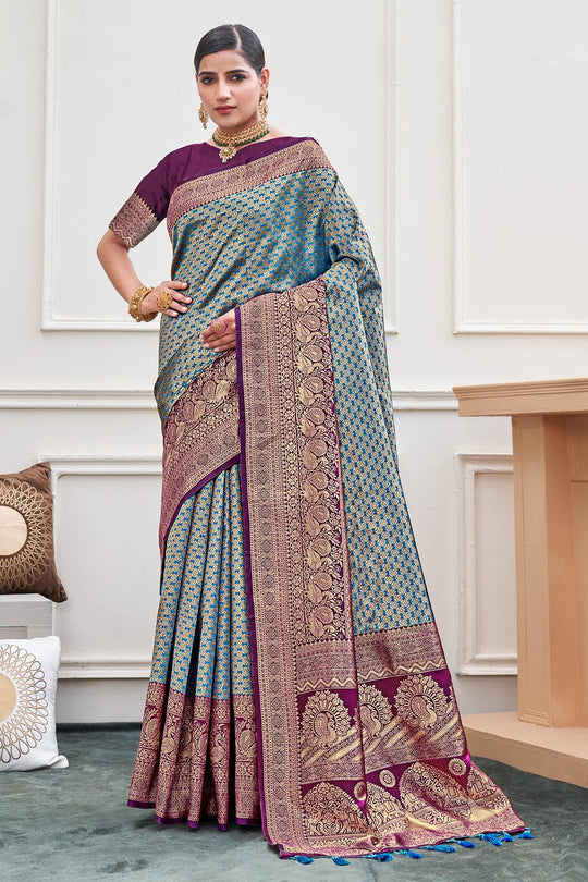 Cerulean Blue Kanjivaram Saree Cerulean Blue Kanjivaram Saree