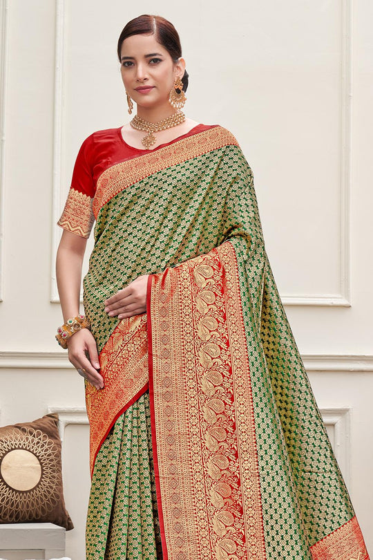 Olive Green Kanjivaram Saree Olive Green Kanjivaram Saree