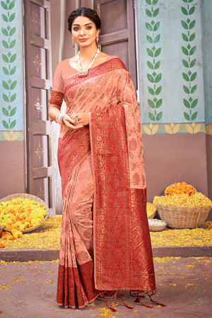 Thulian Pink Cotton Saree