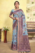 Powder Blue Cotton Saree Cotton Saree