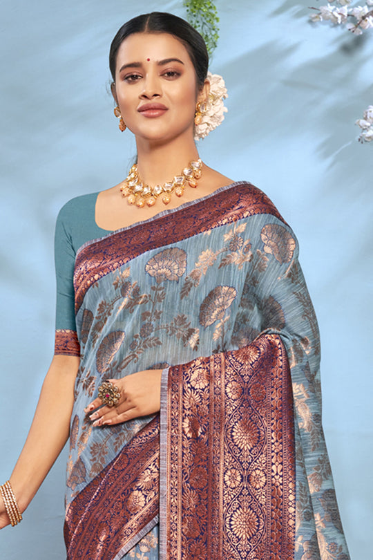 Teal Blue Cotton Saree Teal Blue Cotton Saree