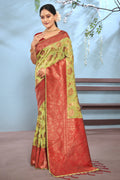Green And Red Cotton Saree Cotton Saree