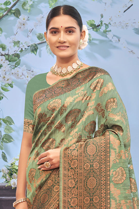 Emerald Green Cotton Saree Emerald Green Cotton Saree