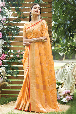 Marigold Orange Silk Saree